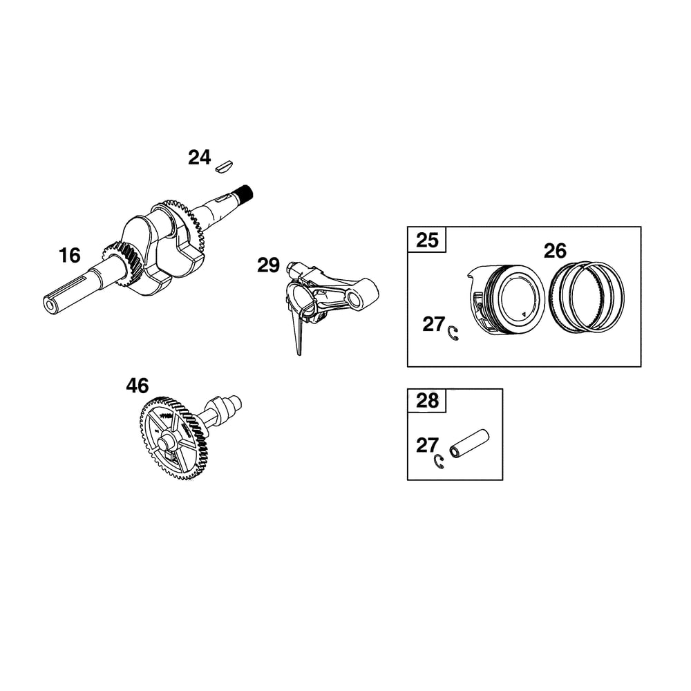 Engine >> Crankshaft Diagram and Parts List for 021024-00  Briggs and Stratton Pressure Washer